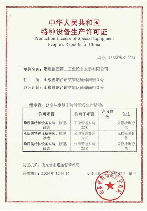 煙建二安資質(zhì)榮譽(yù)