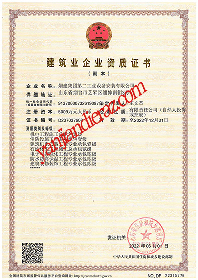 煙建二安資質(zhì)榮譽(yù)